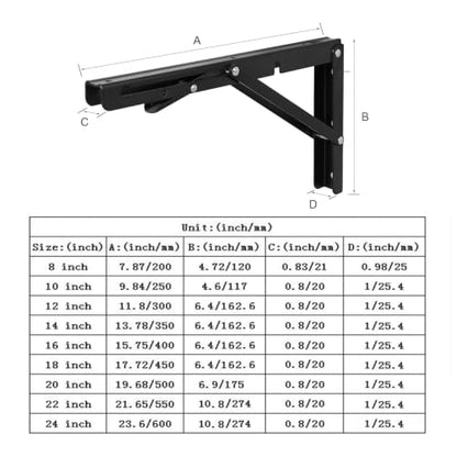 16 Inch Black Folding Shelf Brackets, 2 Pack Metal Heavy Duty Shelf Bracket - color: Black, size: 16 Inch