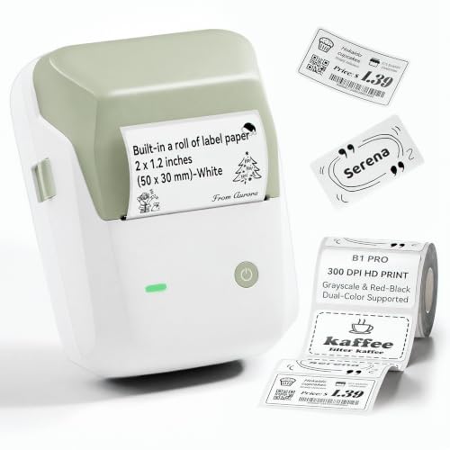 NIIMBOT B1Pro Label Maker, 300DPI HD Sticker Printer for Photo, Green - color: Green