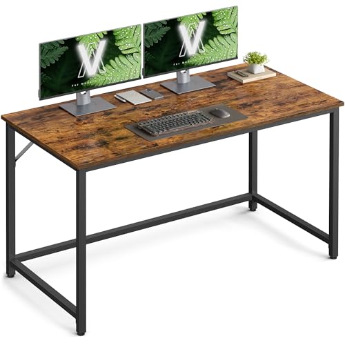 VASAGLE Computer Desk, Office Work Desk, 47.2 x 23.6 x 29.9 Inches, for Study, Bedroom, Home Office, Living Room, Rustic Brown and Ink Black ULWD039B01 - color: Rustic Brown + Ink Black, size: 47.2"W