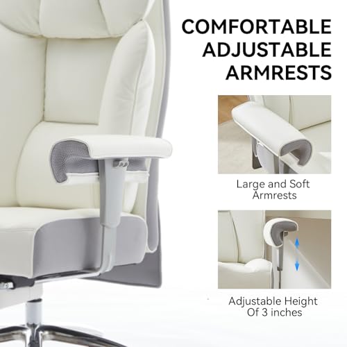 Efomao Big and Tall Executive Office Chair 400lbs - color: 3060-white