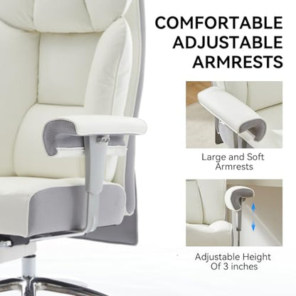 Efomao Big and Tall Executive Office Chair 400lbs - color: 3060-white