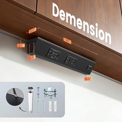 SURAIELEC 16 in Under Cabinet Power Strip with GFCI Outlet, Hardwire - color: Black, size: 1 Pack