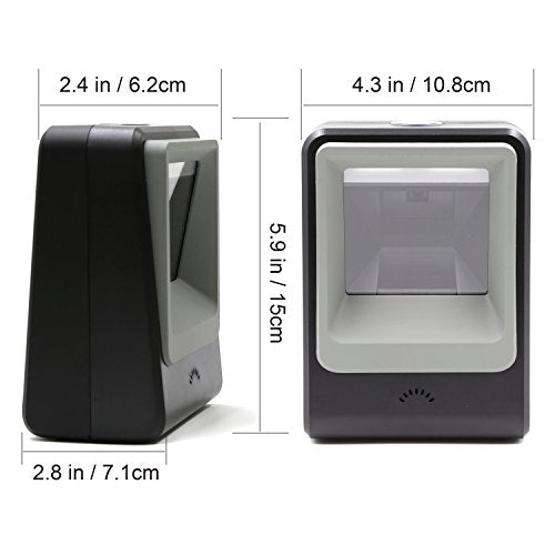 TEEMI TMSL-60 1D/2D Barcode Scanner, USB Hands-Free Desktop, Black - color: Black