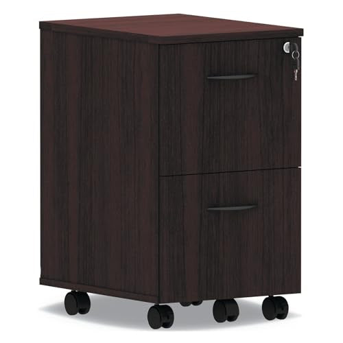 Alera Alera Valencia Series Mobile Pedestal, Left Or Right, 2 Legal/Letter-Size File Drawers, Mahogany, 15.38" X 20" X 26.63"