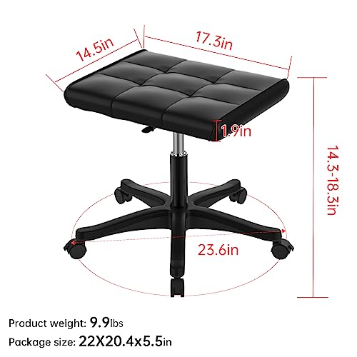 Mobile Footrest, Multi-Use Stool with Lockable Wheels, Under Desk Leg Rest Rolling Chair for Home Office, Adjustable Height Spa Salon Stool, Ottoman Foot Rest