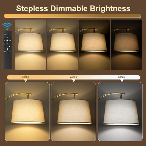 62.5" Gold Floor Lamp for Living Room Dimmable Standing Lamp with Remote - color: Red & Gold