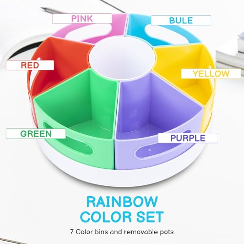 CraftGenes Rotating Art Supply Organizer, 7 Removable Compartments, Rainbow - color: Colorful