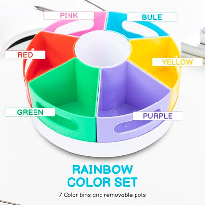 CraftGenes Rotating Art Supply Organizer, 7 Removable Compartments, Rainbow - color: Colorful