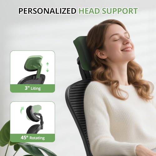 Office Chair Ergonomic Desk Chair, 330LBS Capacity, High Back Computer Chair for Long Hours Comfortable, Rolling Swivel Executive Task Chair for Home Office with Flip-up Armrests, Black - color: Black