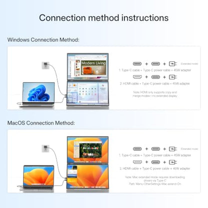 InnoView 18.5" 100Hz Dual Portable Monitor Built-in Speakers 115% sRGB 315°Adjustable Dual Stacked Folding Monitor (Wins/Mac) 1080P Laptop Screen Extender for Laptop(No Driver Needed) - size: 18.5 inches
