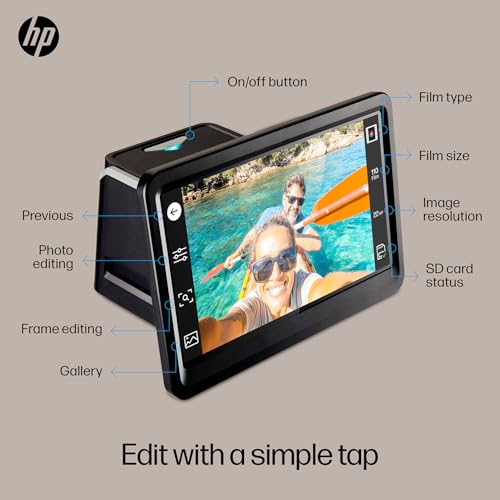 HP Film & Slide Scanner, Photo Scanner, 7" Touch LCD, 13MP Slide Digitizer