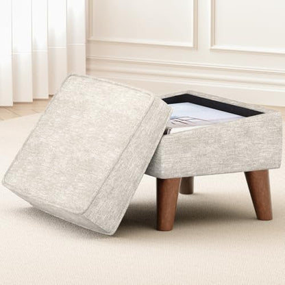 FAGAGA Ottoman Foot Rest, Small Footstool Ottoman with Adjustable Lid - color: Beige, size: 11.8"D x 15.8"W x 11.3"H