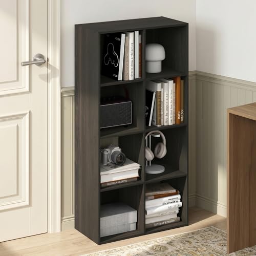 8-Cube Horizontal Cube Storage Organizer Bookcase, Bookshelf, Book Shelf, 11.7 x 23.7 x 47, for Bedroom, Home Office, Living Room, Espresso - color: Espresso, size: 8 Cube