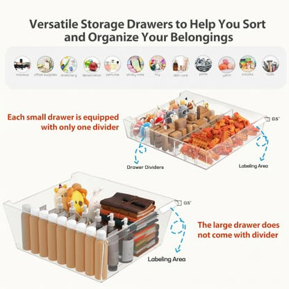 WOPITUES Mobile Storage Cabinet with 15 Clear Drawers, Modern Black | Craft Cabinet with 5 Large Drawers, Cart with Wooden Tabletop, Printer Stand Home Office, Dresser Chest - color: Black, size: 10M+5L