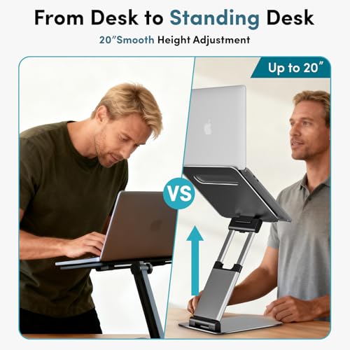 Lifelong Aluminum Adjustable Laptop Stand, Extra Tall 20" Riser, Grey - color: 1. Grey, size: 1. Up to 17" Laptop
