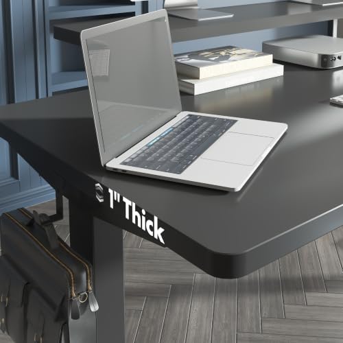 FLEXISPOT 60"x24" Electric Standing Desk, Black | One-Piece Desktop, 1" Thick Top, Height Adjustable, Stable Steel Frame, Home Office & Multi-Monitor Setup - color: Black, size: 60x24"