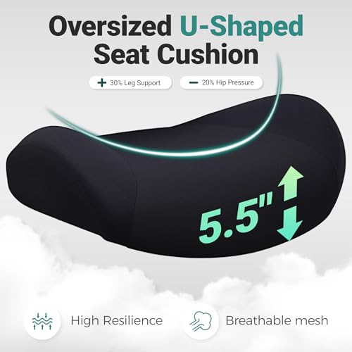 Big and Tall Home Office Desk Chair 400lb Capacity for Heavy People, Ergonomic Wide Mesh Desk Chair with Stepless Recline & Lock, 5.5" Thick Cushion, High Back, Adjustable Height & Armrests - color: Black
