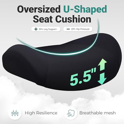 Big and Tall Home Office Desk Chair 400lb Capacity for Heavy People, Ergonomic Wide Mesh Desk Chair with Stepless Recline & Lock, 5.5" Thick Cushion, High Back, Adjustable Height & Armrests - color: Black