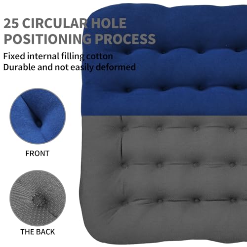 BUYUE Good Support Office Chair Cushion Padded, Soft Velvet Comfortable Non-Slip Seat Cushion for Computer Desk Kitchen Chair (1 Count, Blue) - color: Blue