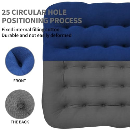 BUYUE Good Support Office Chair Cushion Padded, Soft Velvet Comfortable Non-Slip Seat Cushion for Computer Desk Kitchen Chair (1 Count, Blue) - color: Blue