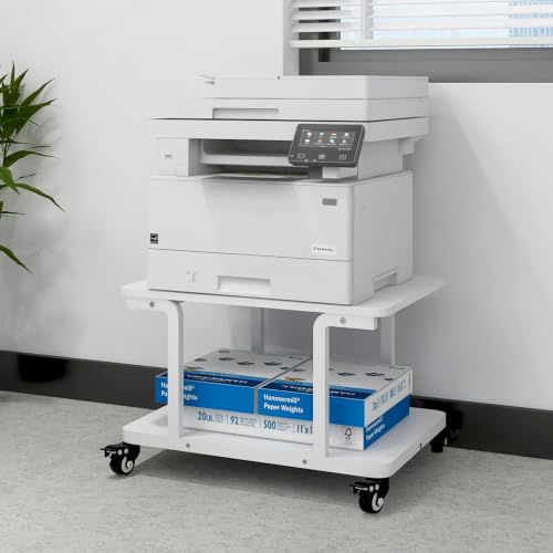 Natwind 2 Tier Laser Printer Stand,24''x20'' Under Desk Printer Cart, White - color: White