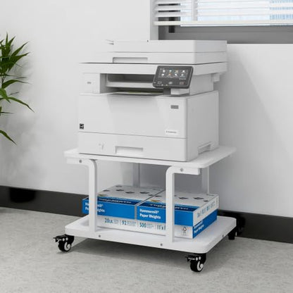 Natwind 2 Tier Laser Printer Stand,24''x20'' Under Desk Printer Cart, White - color: White