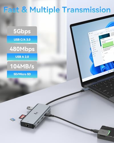 9-in-1 Docking Station Dual Monitor 4K LIONWEI USB C Hub for Laptop Mac - color: 9-in-1 (2 HDMI)