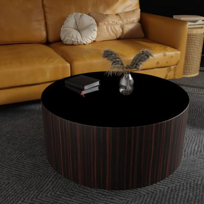 Round Table Topper - 1.8mm Thick,Dia.27 Inch Waterproof & Easy to Clean Protects Table Surfaces Conceals Scratches & Flaws for Coffee Tables & Dining Tables(Black+Black Dia.27Inch) - color: Black+black, size: 27" (Round)