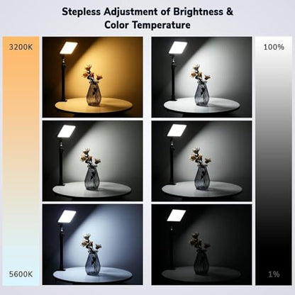 2Pack Streaming Key Light, LED Video Light Dimmable Bi-Color 3200-5600k Video Conference Lighting with Gooseneck Tubes Desk Light for Stream/Podcast/Gaming/Zoom Meetings/Broadcast/YouTube