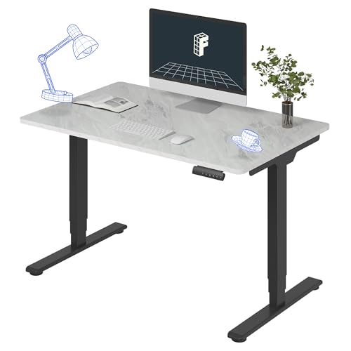 FLEXISPOT E6 3-Stage Dual Motor Electric Standing Desk 48 x 30 Sit Stand Up Desk, Holds 220 lbs, Adjustable Height w/Memory Presets, One-Piece Marble Grey Desktop & Black Frame, Ships in 2 Boxes - color: Black Frame + Marble Grey Top, size: 48"x30" Whole-
