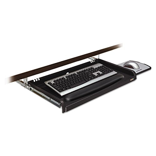 3M Adjustable Under-Desk Keyboard Drawer, Three Height Settings, Wide Tray with Gel Wrist Rest Accomodates Most Keyboards, Slide Out Mouse Platform with Precise Mouse Pad, Black (KD45), 4" x 60 ft