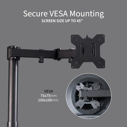 VIVO Single Large Monitor Arm Desk Mount, Holds Screens up to 45 inch Ultrawide, Fully Adjustable Stand with C-Clamp and Grommet Base, VESA 75x75mm or 100x100mm, Black, STAND-V149