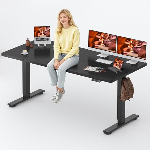 79''x32'' Large Stand Up Desk Adjustable for Computer Workstation | Black Extra Large Standing Electric Splice Board Desk with Adjustable Height and Memory Preset, for Computer Workstation - color: Black, size: 7931