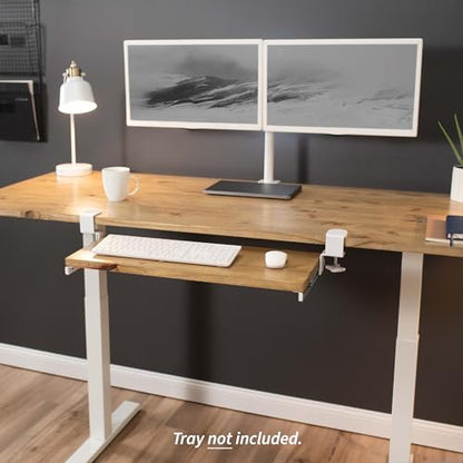 VIVO Clamp and 12 inch Rail Set for DIY Custom Wooden Keyboard Trays (Tray Not Included), Under Desk Pull Out Slider Track with Extra Sturdy C-clamp Mount System, White, MOUNT-RAIL02W - color: White