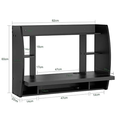 Haotian SoBuy Wall Mounted Folding Table Home Office Workstation Computer Desk with Storage Shelves Trestle Desk, Black FWT18-SCH