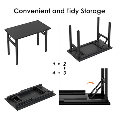 Need Office Computer Desk 35.8 Inch Sturdy Folding Laptop Table Black | Black Frame Writing Gaming Work Table/Foldable Home Office Desk/Sewing Table, No Assembly Required - color: Black & Black Frame, size: 35.8inch