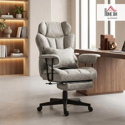 HOMCOM Massage Executive Office Chair 6 Vibration Points 400LBS Gray - color: Grey
