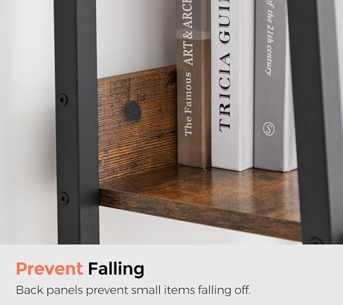 VASAGLE Bookshelf, 5-Tier Narrow Bookcase, Ladder Shelf | For Home Office, Living Room, Bedroom, Kitchen, Rustic Brown and Matte Black, BARNET Collection ULLS109B01 - color: Rustic Brown + Ink Black, size: 5 Tiers (13.3"W), style: With back panels