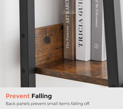 VASAGLE Bookshelf, 5-Tier Narrow Bookcase, Ladder Shelf | For Home Office, Living Room, Bedroom, Kitchen, Rustic Brown and Matte Black, BARNET Collection ULLS109B01 - color: Rustic Brown + Ink Black, size: 5 Tiers (13.3"W), style: With back panels