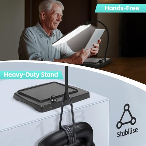Magnifying Glass with Light and Stand 50 Ultra-Bright LEDs Large Magnifying Lamp with Light Magnifying Glass on Stand Hand-Free with 360° Flexible Gooseneck for Close Work Reading Repair Crafts | Magnifying Lamp with Light Magnifying Glass on Stand Hand-F