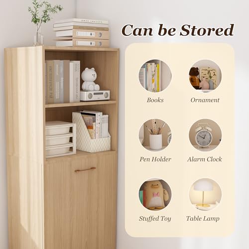 Light Wood Folding Desks with Storage Shelves for Small Spaces(Natural) | Foldable Murphy Desk with Bookcase, Space Saving Compact Computer Table, Pull Out Writing Table for Apartment - color: Natural Wood