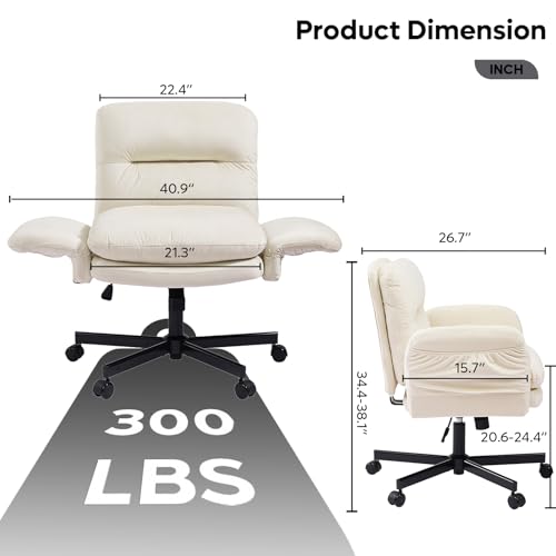 Bestier Criss Cross Office Chair with Flip-Up Arms, Beige Velvet Desk Chair | Swivel Makeup Vanity Chair with Wheels 2 Side Pockets, Cross Legged Office Chair for Home Office Bedroom Gaming - color: Beige Velvet, size: Low Back
