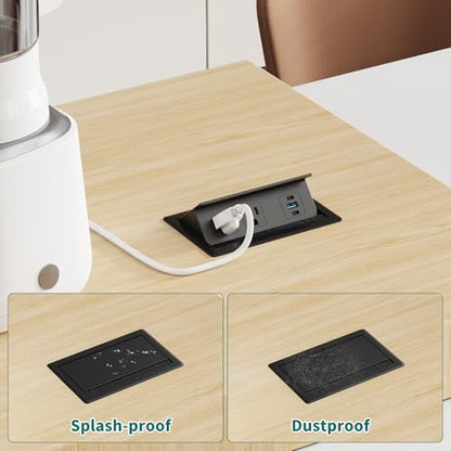 QBA Recessed Power Strip with USB C 20W, Flush Mount Power Outlet with 2 AC Outlets 3 USB Ports, Desktop Charging Station for Nightstand Furniture Conference Table, Black - color: Black-2C1A