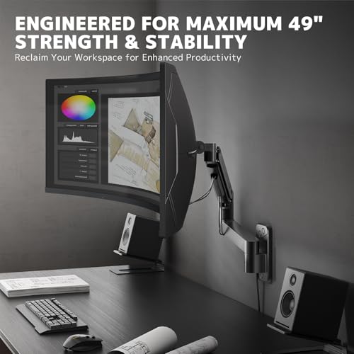 Monitor Wall Mount for up to 49’' Ultrawide Screens - Heavy Duty, Black - color: Black, size: 49inch