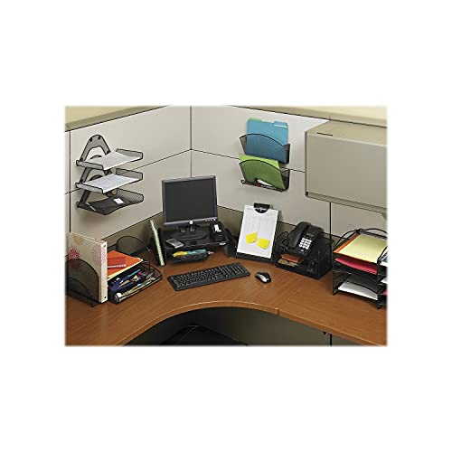 Safco Onyx Phone and Utility Tray with Drawer, Desktop Organizer, Durable Steel Mesh Construction, Black - color: Black