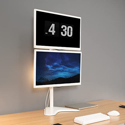 VIVO Dual Monitor Desk Stand Free-Standing LCD Mount, Holds in Stacked Vertical Position 2 Ultrawide Screens up to 34 inches, White, STAND-V002LW - color: White