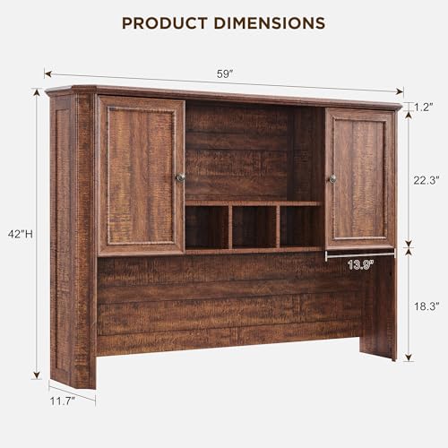 T4TREAM 59" Farmhouse Wood Desk Hutch with Ample Storage, Only Match VSC Series Farmhouse Desk (Reclaimed Barnwood) - color: Reclaimed Barnwood, size: Hutch Only