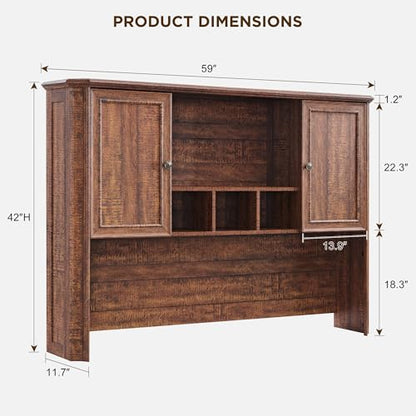 T4TREAM 59" Farmhouse Wood Desk Hutch with Ample Storage, Only Match VSC Series Farmhouse Desk (Reclaimed Barnwood) - color: Reclaimed Barnwood, size: Hutch Only