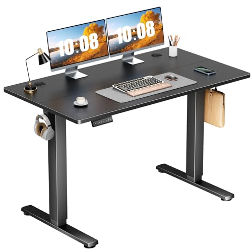 Sweetcrispy Electric Standing Desk, Computer Desk, 48x24 Inch | Adjustable Height, Splice Wood Board, 3 Memory Preset, Sit Stand Work Table for Home Office, Black - color: Black, size: 48x24 inch