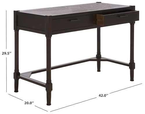 SAFAVIEH Home Collection – Filbert Dark Chocolate Writing Desk, 2-Drawer Traditional Desk, Classic Home Office Design (DSK5701E) - color: Dark Chocolate